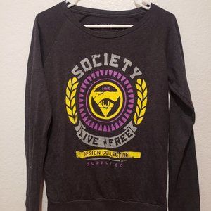 Society Clothing Women's Long Sleeve Graphic T Shirt. Size S.